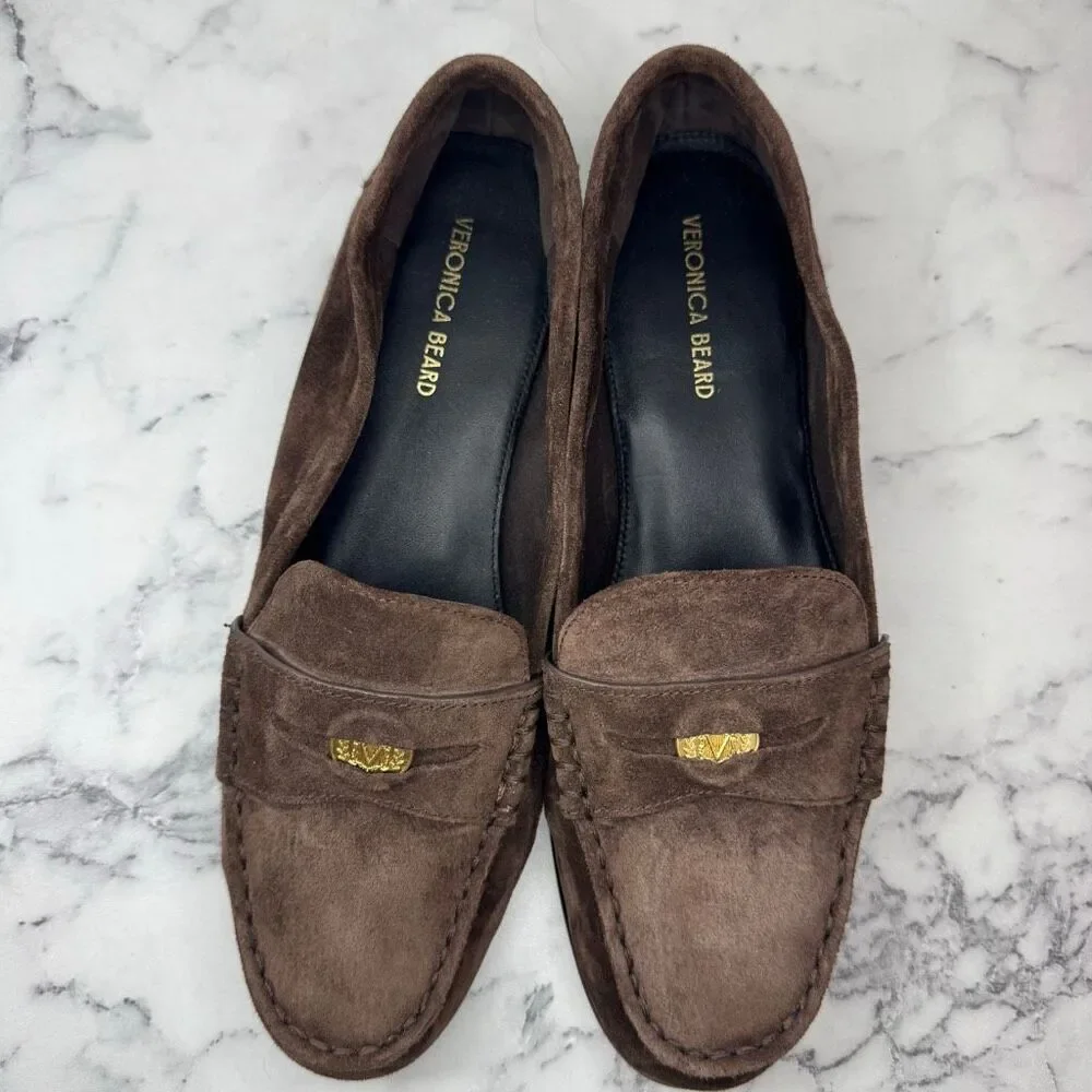 Veronica Beard Espresso Suede Penny Loafer 7.5